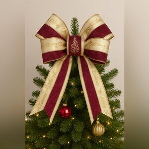 Red Wired Ribbon Set Holidays